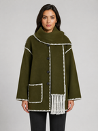 Women’s Loose-Fit Mid-Length Coat with Scarf Detail