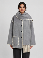 Women’s Loose-Fit Mid-Length Coat with Scarf Detail