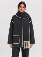Women’s Loose-Fit Mid-Length Coat with Scarf Detail