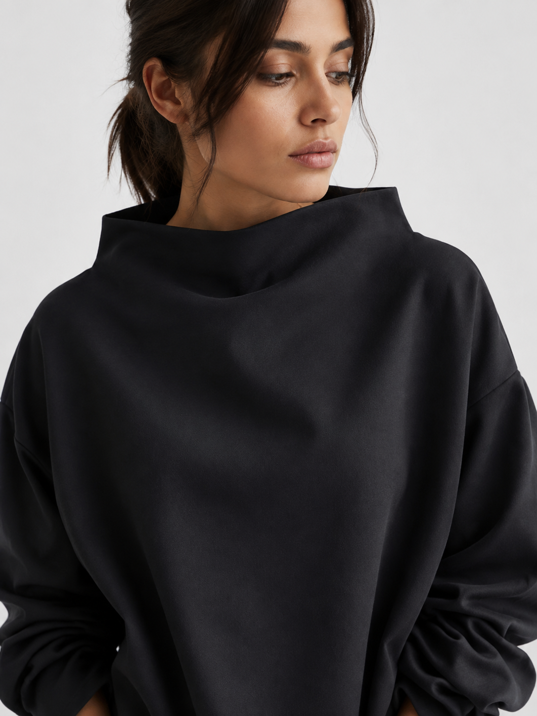 Women’s Oversized Funnel-Neck Sweater with Long Sleeves