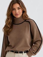 Women’s Oversized Ribbed Knit Sweater with Turtleneck
