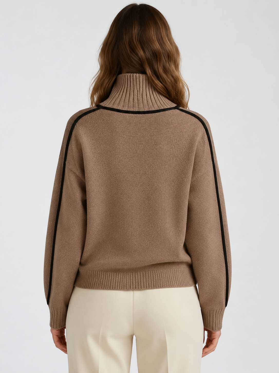 Women’s Oversized Ribbed Knit Sweater with Turtleneck