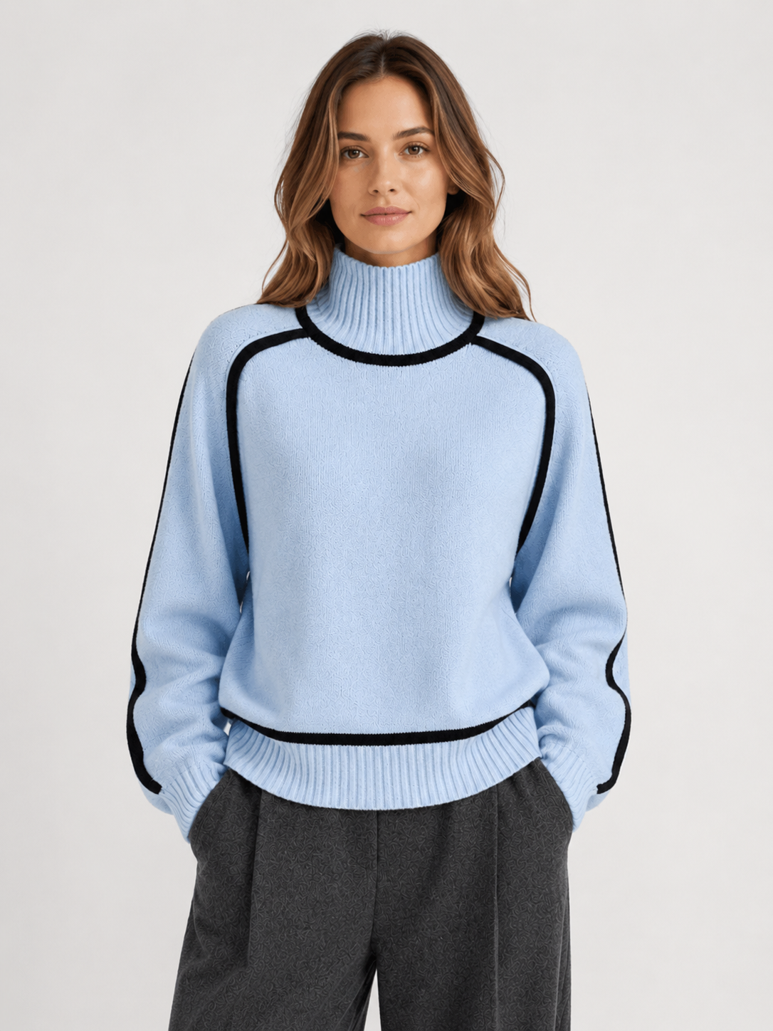 Women’s Oversized Ribbed Knit Sweater with Turtleneck