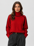 Women’s Oversized Ribbed Knit Sweater with Turtleneck