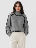 Women’s Oversized Ribbed Knit Sweater with Turtleneck