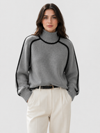 Women’s Oversized Ribbed Knit Sweater with Turtleneck