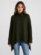 Women’s Oversized Turtleneck Sweater with Asymmetric Hem