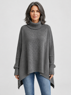 Women’s Oversized Turtleneck Sweater with Asymmetric Hem