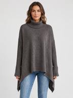 Women’s Oversized Turtleneck Sweater with Asymmetric Hem