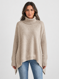 Women’s Oversized Turtleneck Sweater with Asymmetric Hem