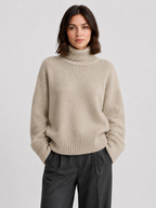 Women’s Oversized Turtleneck Sweater with Long Sleeves