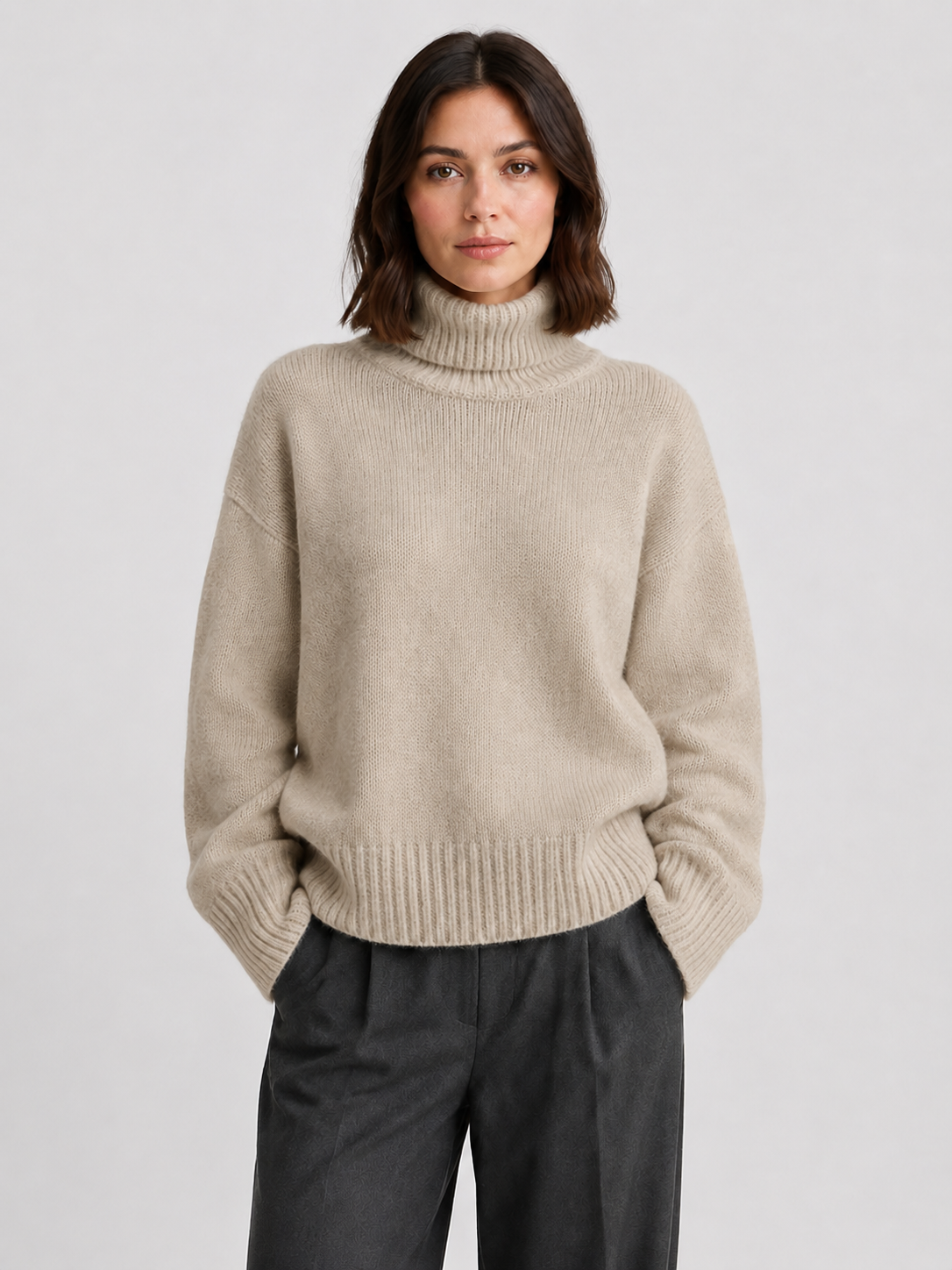 Women’s Oversized Turtleneck Sweater with Long Sleeves