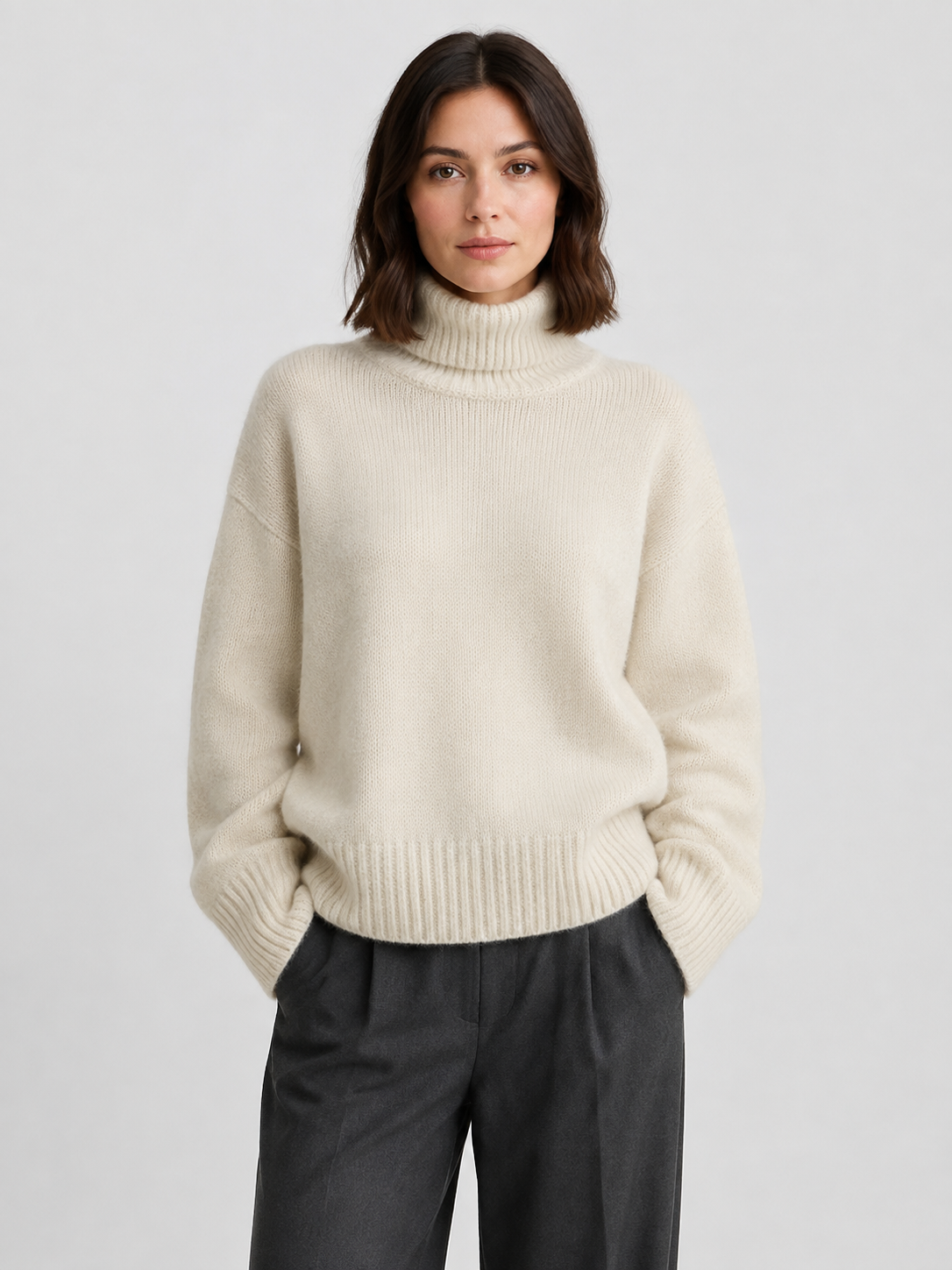 Women’s Oversized Turtleneck Sweater with Long Sleeves