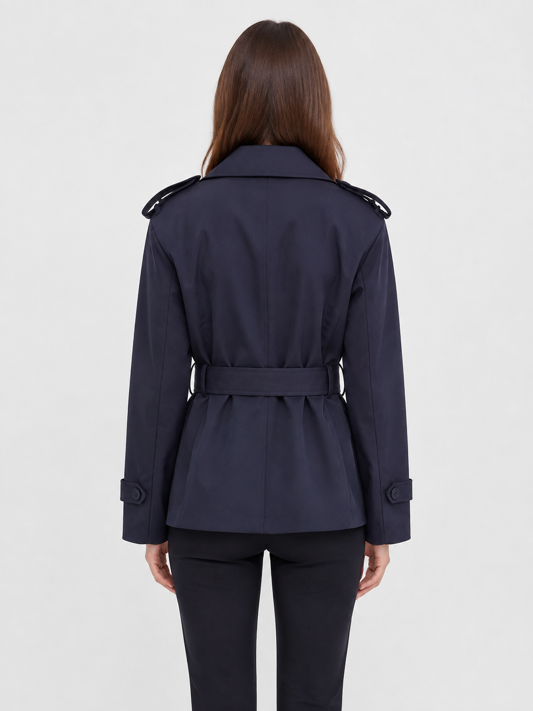 Women’s Short Trench Coat with Tie Belt