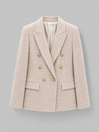 Women’s Textured Double-Breasted Blazer with Gold-Tone Buttons