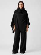 Women’s Two-Piece Pant Set with Cowl-Neck Asymmetric Top