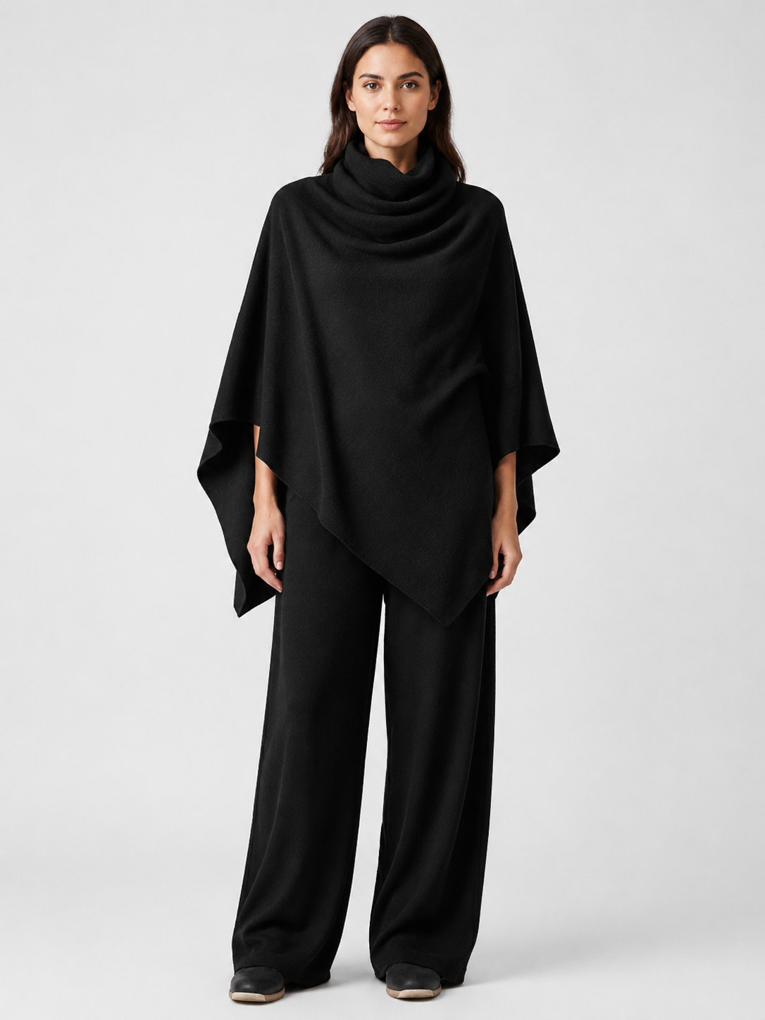 Women’s Two-Piece Pant Set with Cowl-Neck Asymmetric Top
