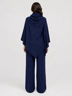 Women’s Two-Piece Pant Set with Cowl-Neck Asymmetric Top