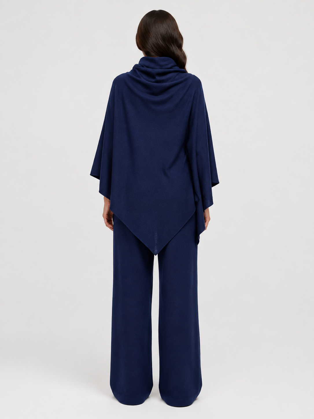Women’s Two-Piece Pant Set with Cowl-Neck Asymmetric Top