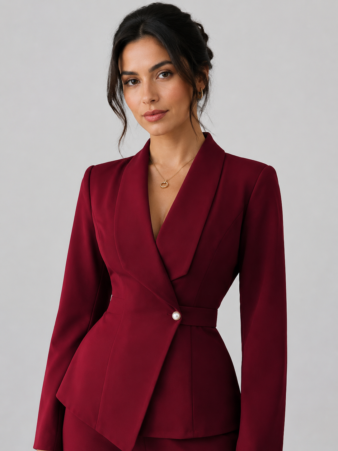 Women’s Two-Piece Wrap Blazer Set with Wide-Leg Pants