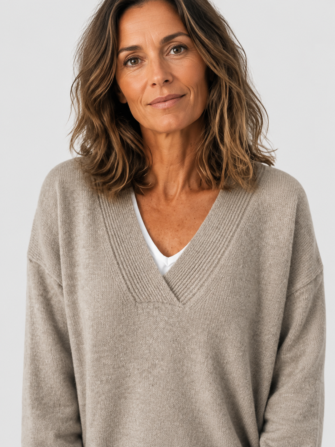 Women’s V-Neck Sweater with Dropped Shoulders