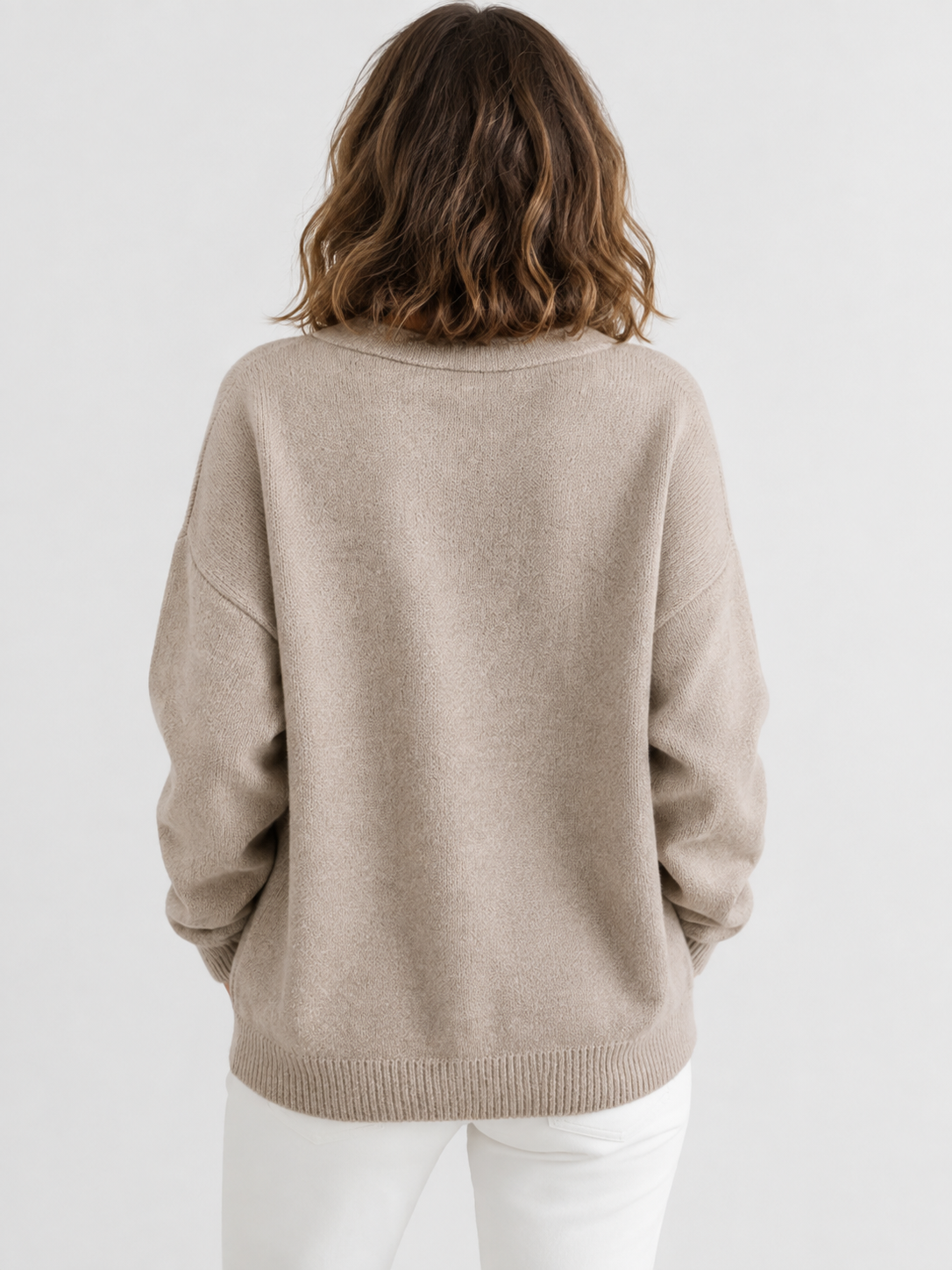 Women’s V-Neck Sweater with Dropped Shoulders