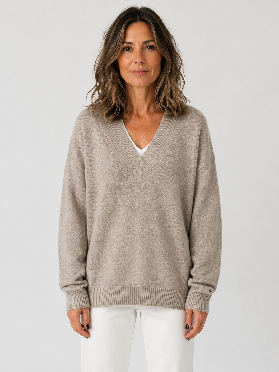 Women’s V-Neck Sweater with Dropped Shoulders