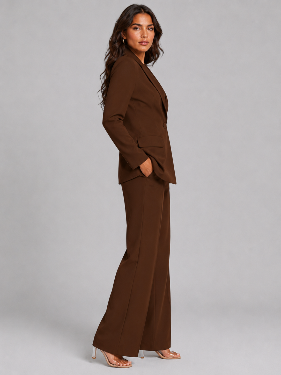 Women’s Blazer and Pants Set with Single Button