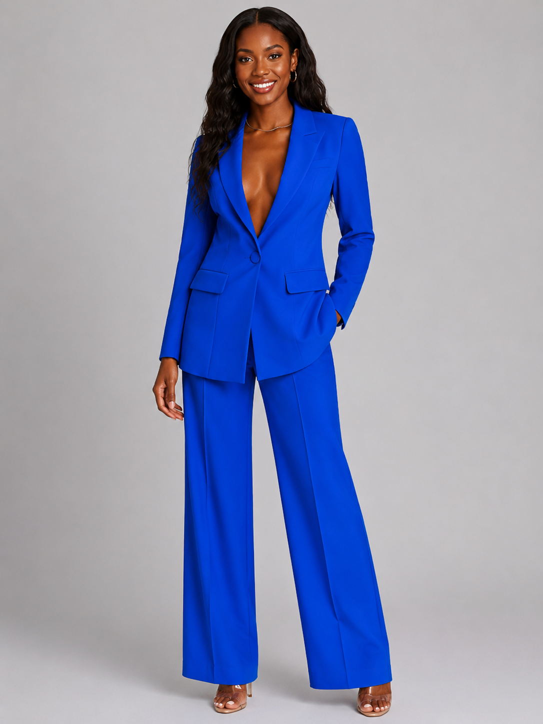Women’s Blazer and Pants Set with Single Button