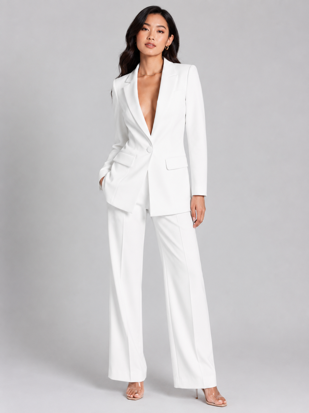 Women’s Blazer and Pants Set with Single Button