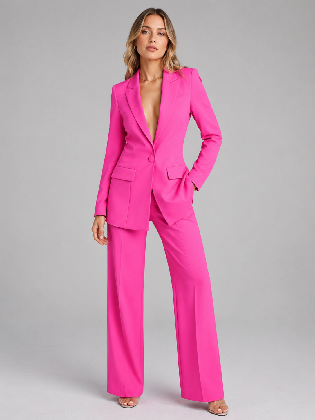 Women’s Blazer and Pants Set with Single Button