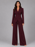 Women’s Button Blazer and Wide-Leg Pant Set