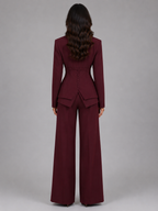 Women’s Button Blazer and Wide-Leg Pant Set