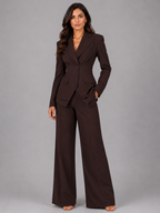 Women’s Button Blazer and Wide-Leg Pant Set