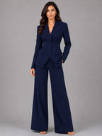 Women’s Button Blazer and Wide-Leg Pant Set