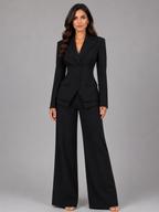 Women’s Button Blazer and Wide-Leg Pant Set
