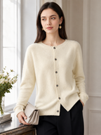 Women’s Button Front Cardigan with Round Neck
