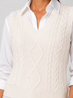 Women’s Cable Knit Sweater Vest with V-Neck