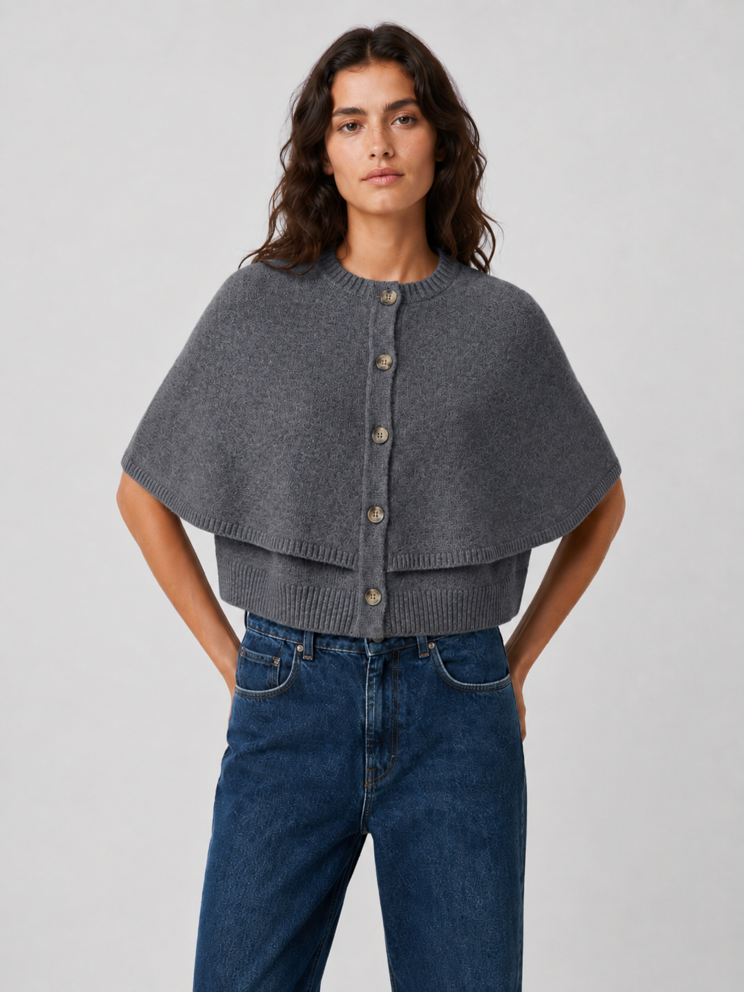 Women’s Cape Knit Cardigan with Button Front