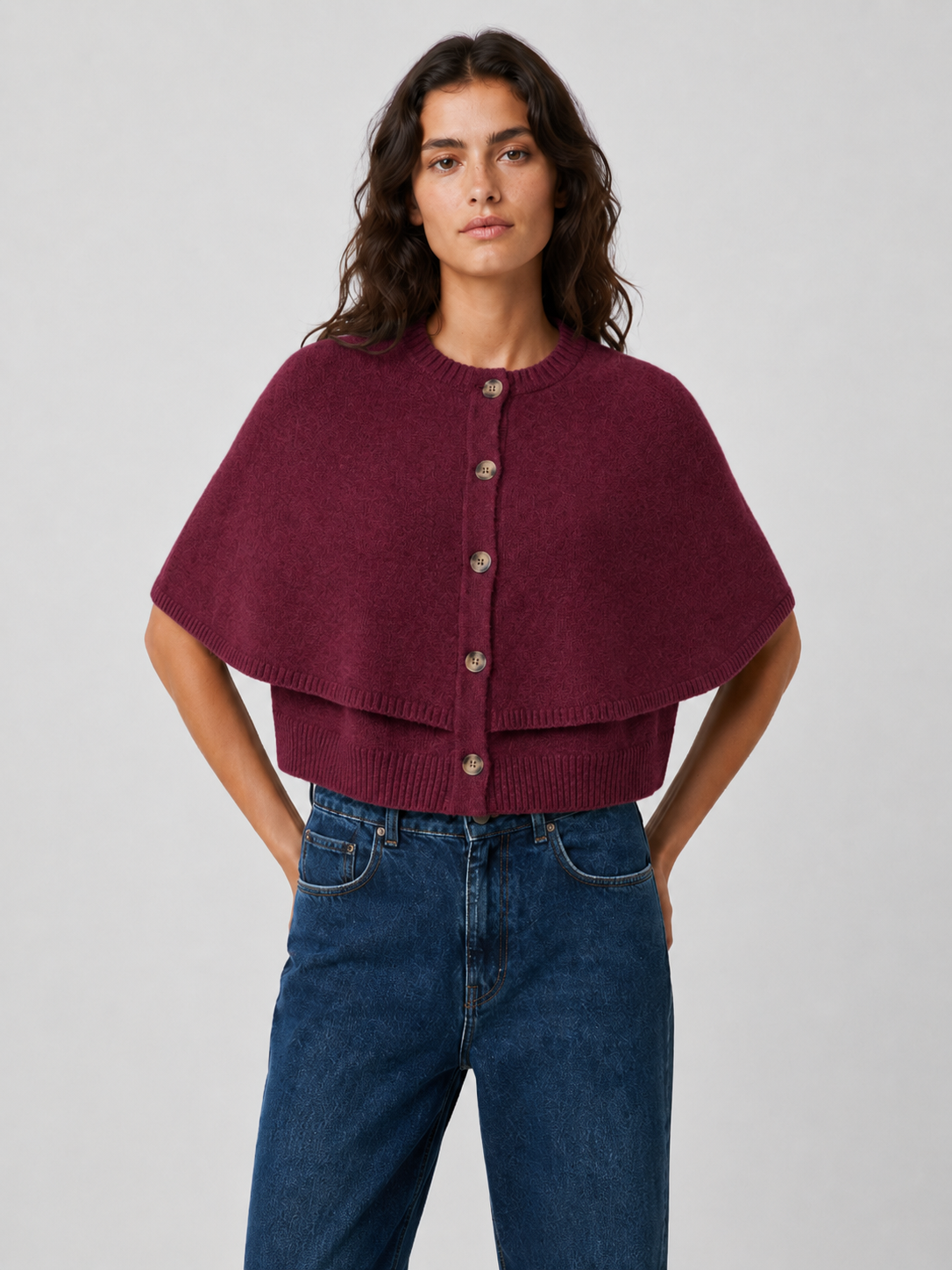 Women’s Cape Knit Cardigan with Button Front