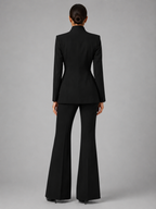 Women’s Collarless Blazer and Wide-Leg Pant Set
