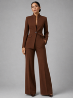 Women’s Collarless Blazer and Wide-Leg Pant Set
