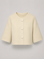 Women’s Cropped Knit Cardigan with Round Neck and Button Front