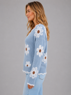 Women’s Floral V-Neck Knit Sweater