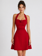 Women’s Halter Mini Dress with Bow Detail