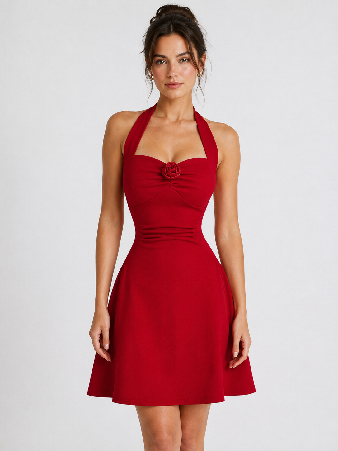 Women’s Halter Mini Dress with Bow Detail