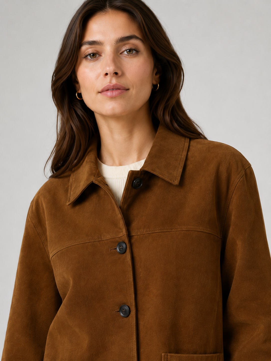 Women’s Jacket with Turn-Down Collar and Button Front