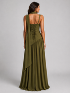 Women’s Maxi Dress with Draped Skirt and Side Slit