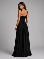 Women’s Maxi Dress with Draped Skirt and Side Slit