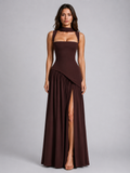 Women’s Maxi Dress with Draped Skirt and Side Slit